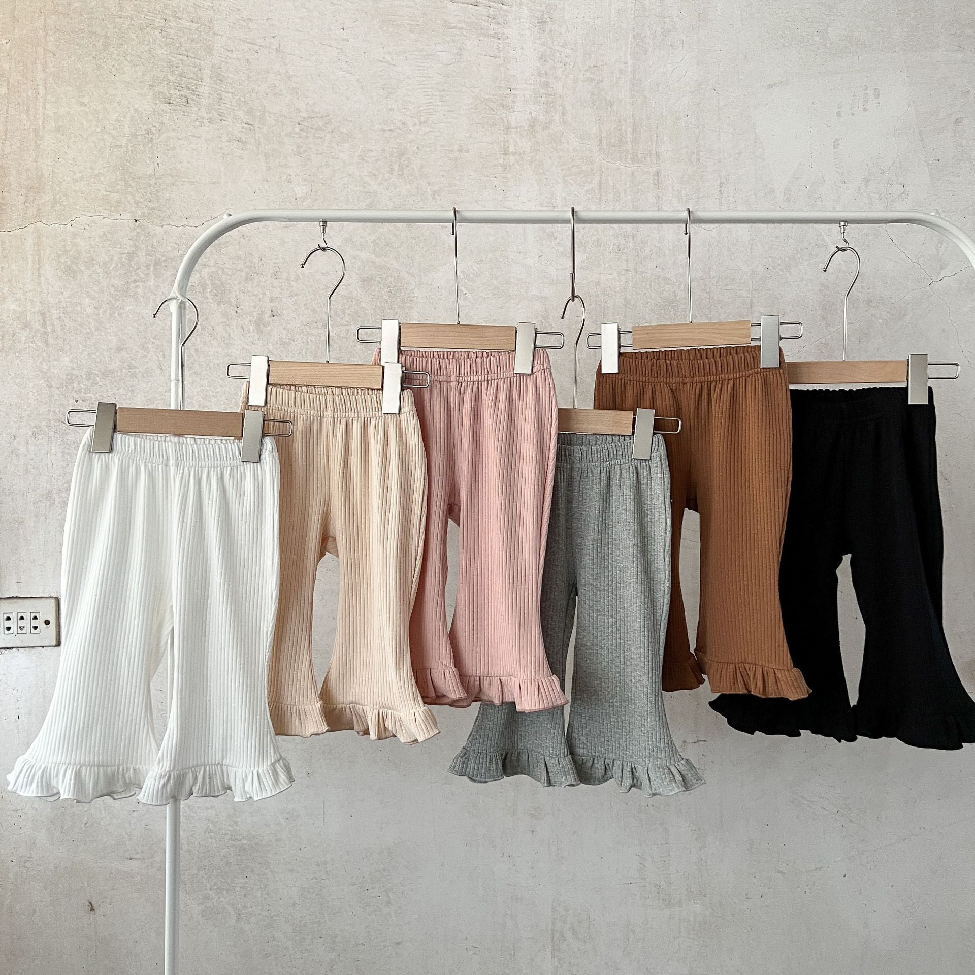 Baby Solid Color Elastic Cotton Comfy Flared Pants