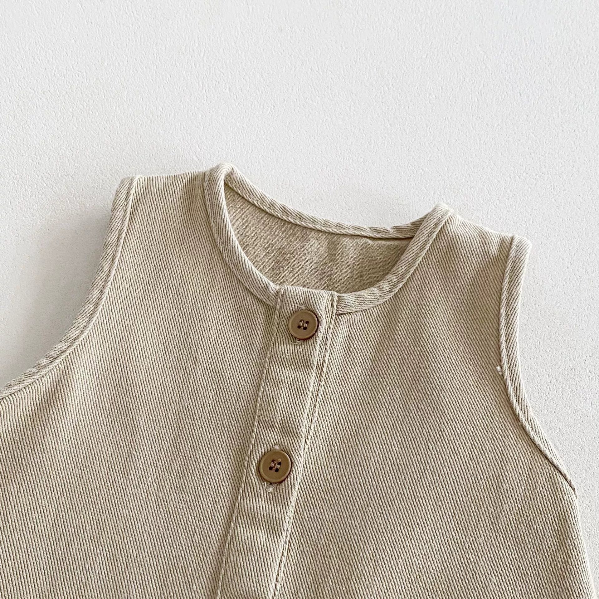 Summer Arrival Baby Unisex Solid Color Sleeveless Rompers Overalls