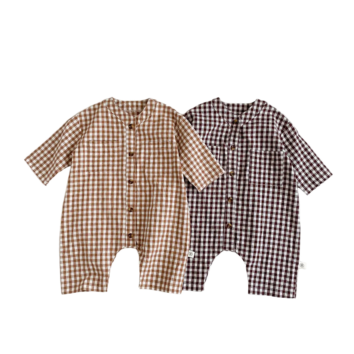 Baby Plaid Pattern Soft Cotton Casual Jumpsuit Romper