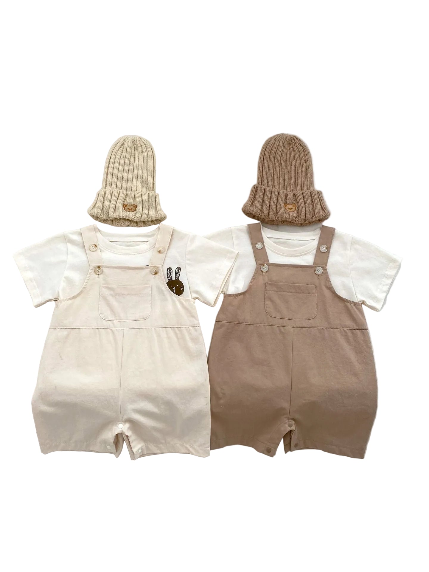 Baby Kids Unisex Solid Color Cotton Overalls