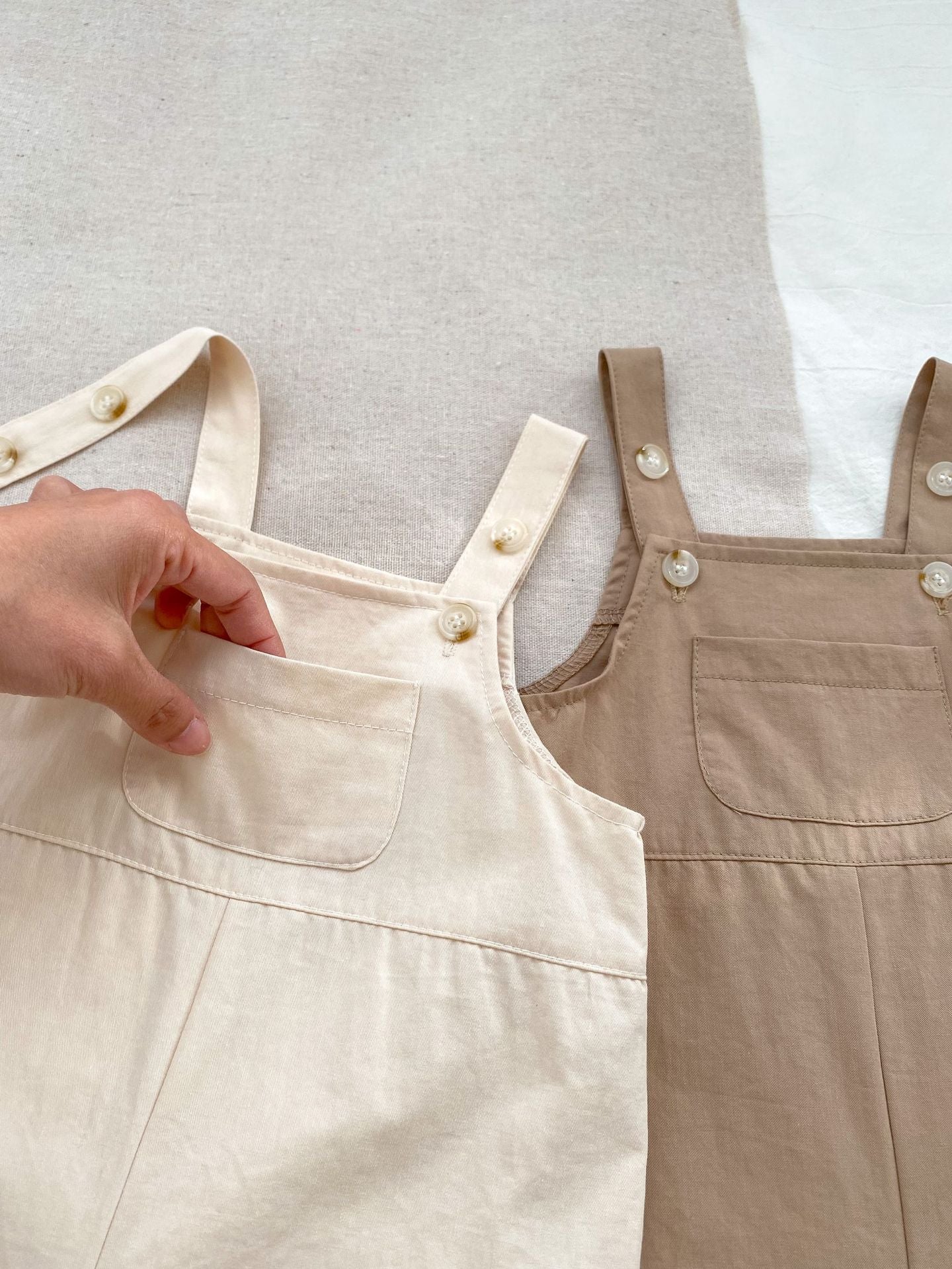 Baby Kids Unisex Solid Color Cotton Overalls