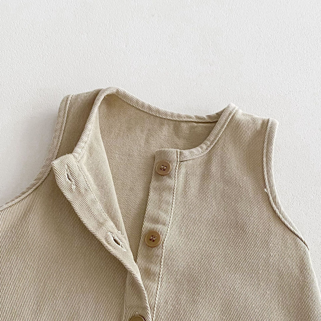 Summer Arrival Baby Unisex Solid Color Sleeveless Rompers Overalls