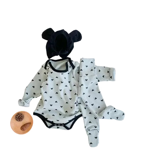 Baby Cartoon Print Pattern Soft Onesies Combo Trousers Sets
