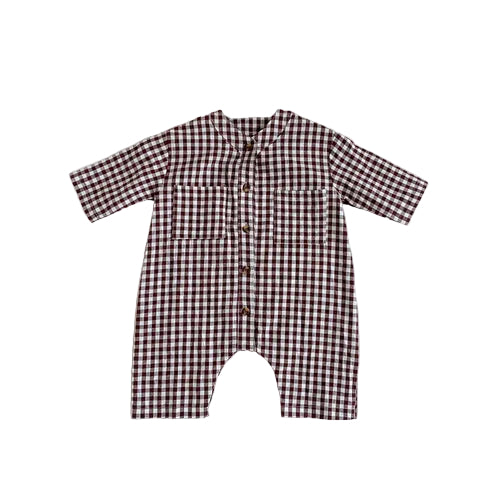 Baby Plaid Pattern Soft Cotton Casual Jumpsuit Romper