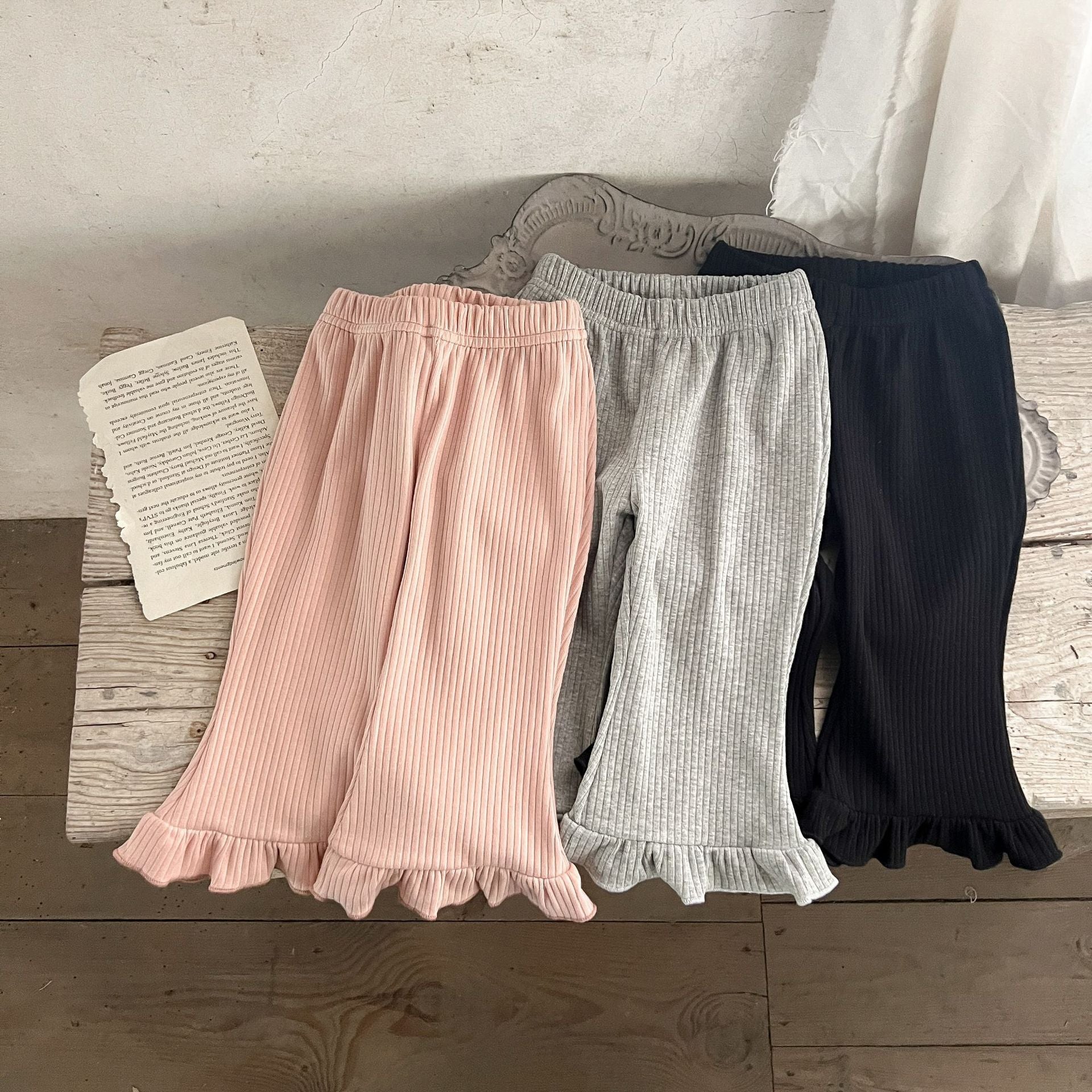 Baby Solid Color Elastic Cotton Comfy Flared Pants