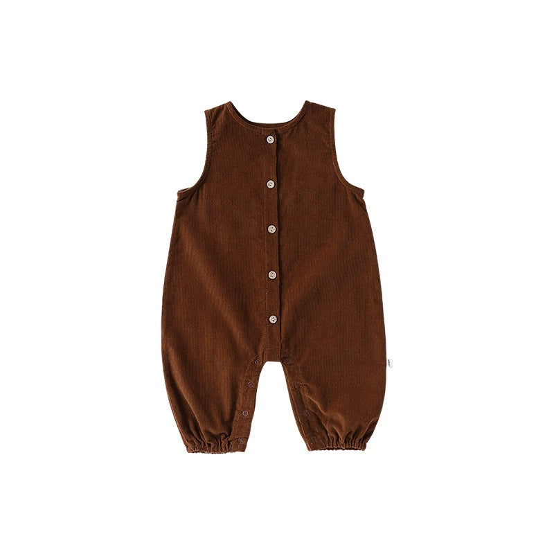 Baby Unisex Sleeveless Single Breasted Rompers 100% Cotton