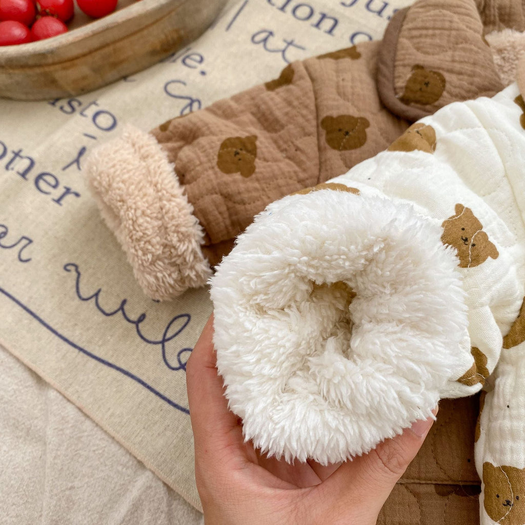 All Over Bear Graphic Quilted Warm Cotton Coat