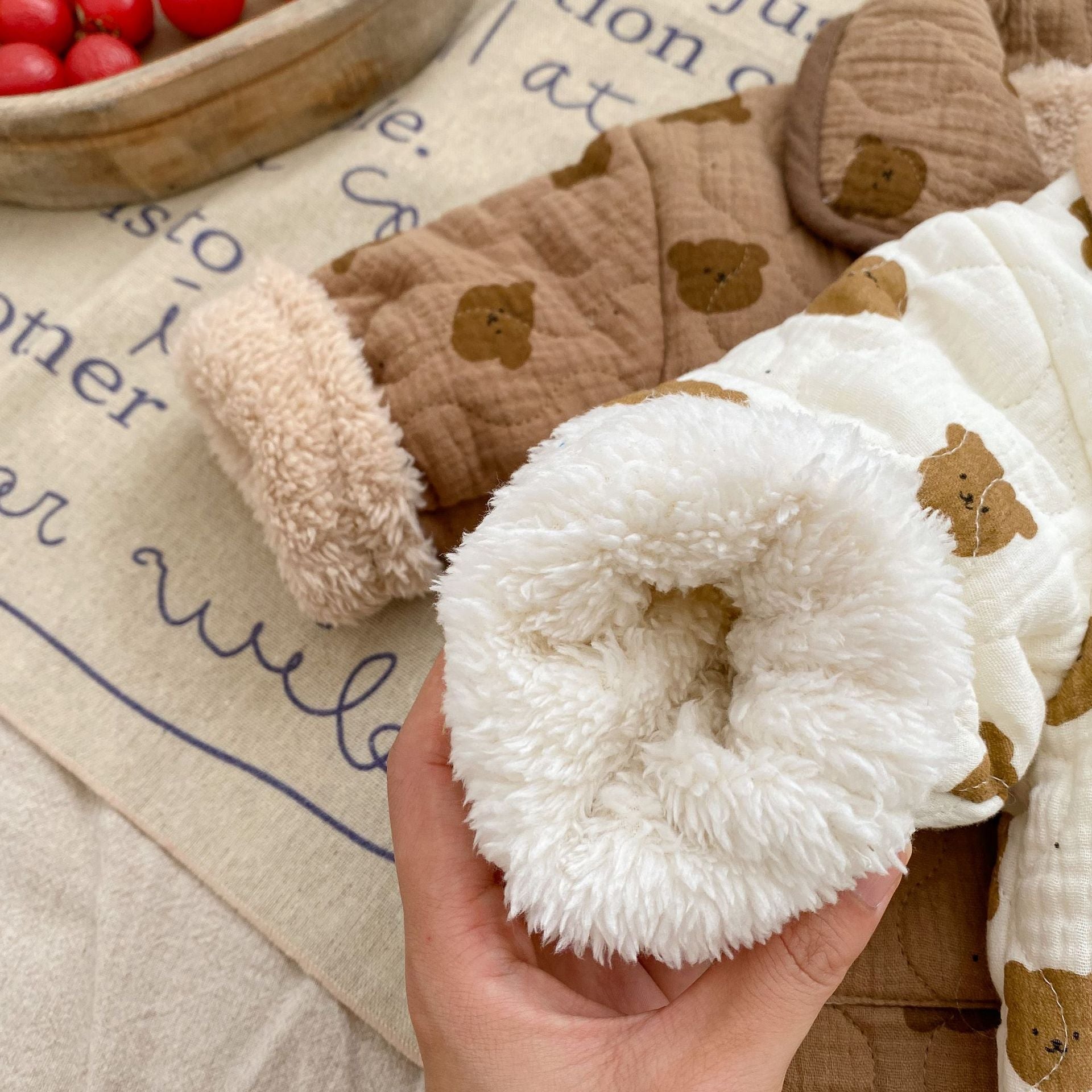 All Over Bear Graphic Quilted Warm Cotton Coat