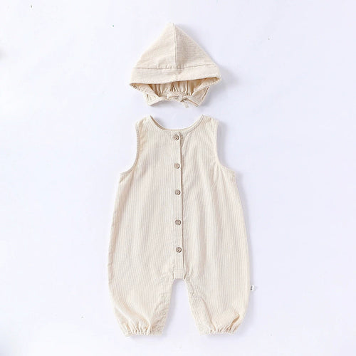 Baby Unisex Sleeveless Single Breasted Rompers 100% Cotton