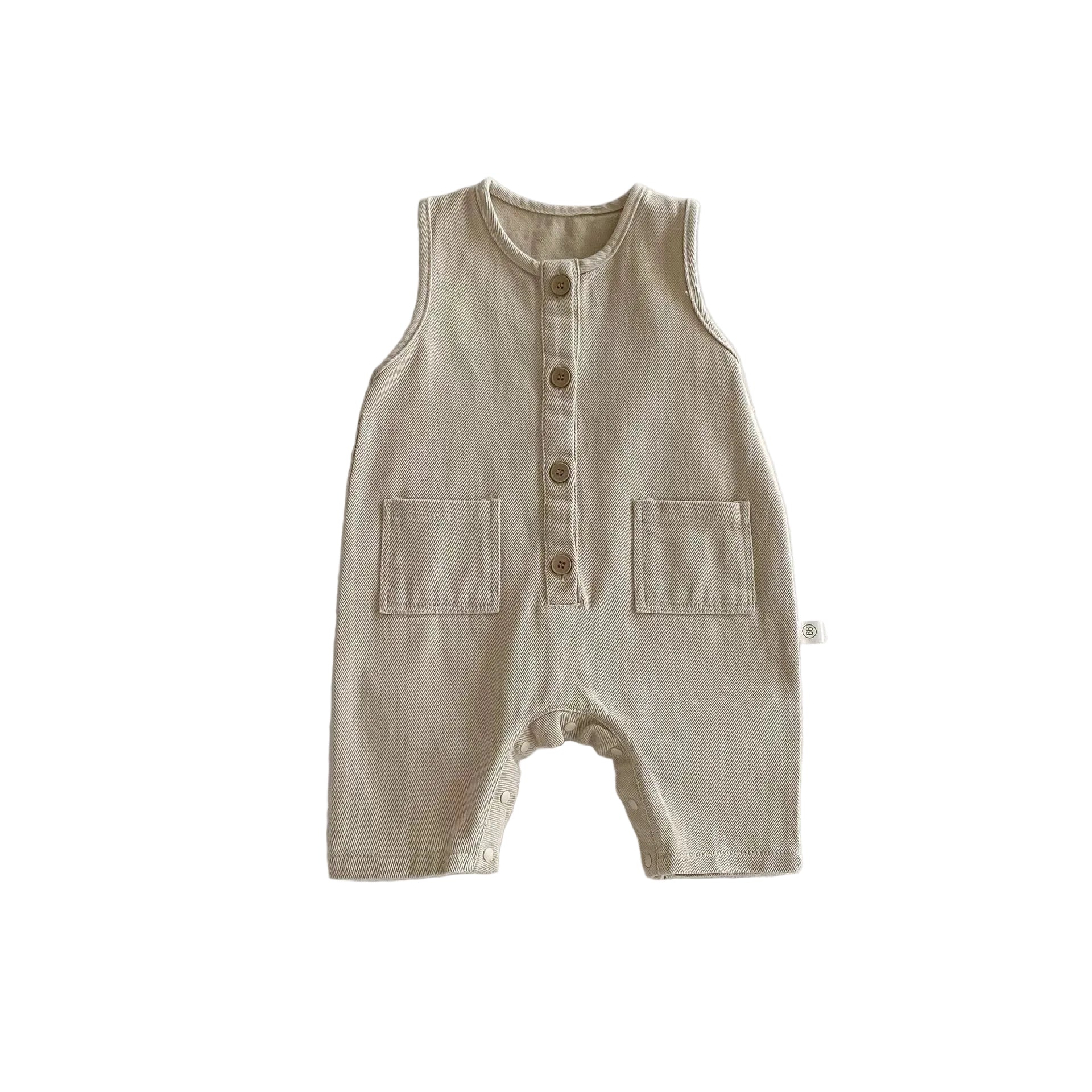 Summer Arrival Baby Unisex Solid Color Sleeveless Rompers Overalls